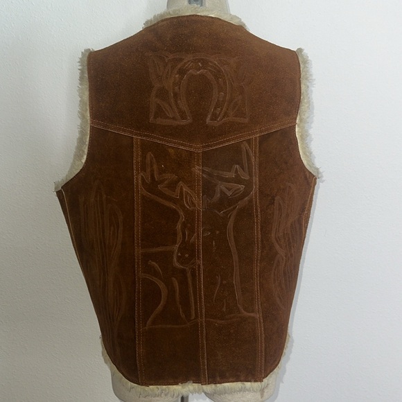 Breton Vintage Suede Sherpa Lined Vest - Picture 2 of 10